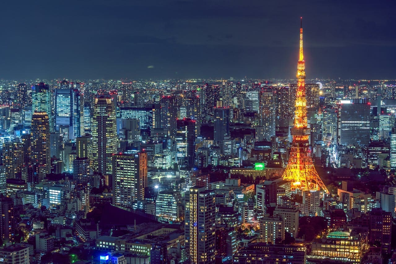 An image of the Tokyo cityscape taken at night.