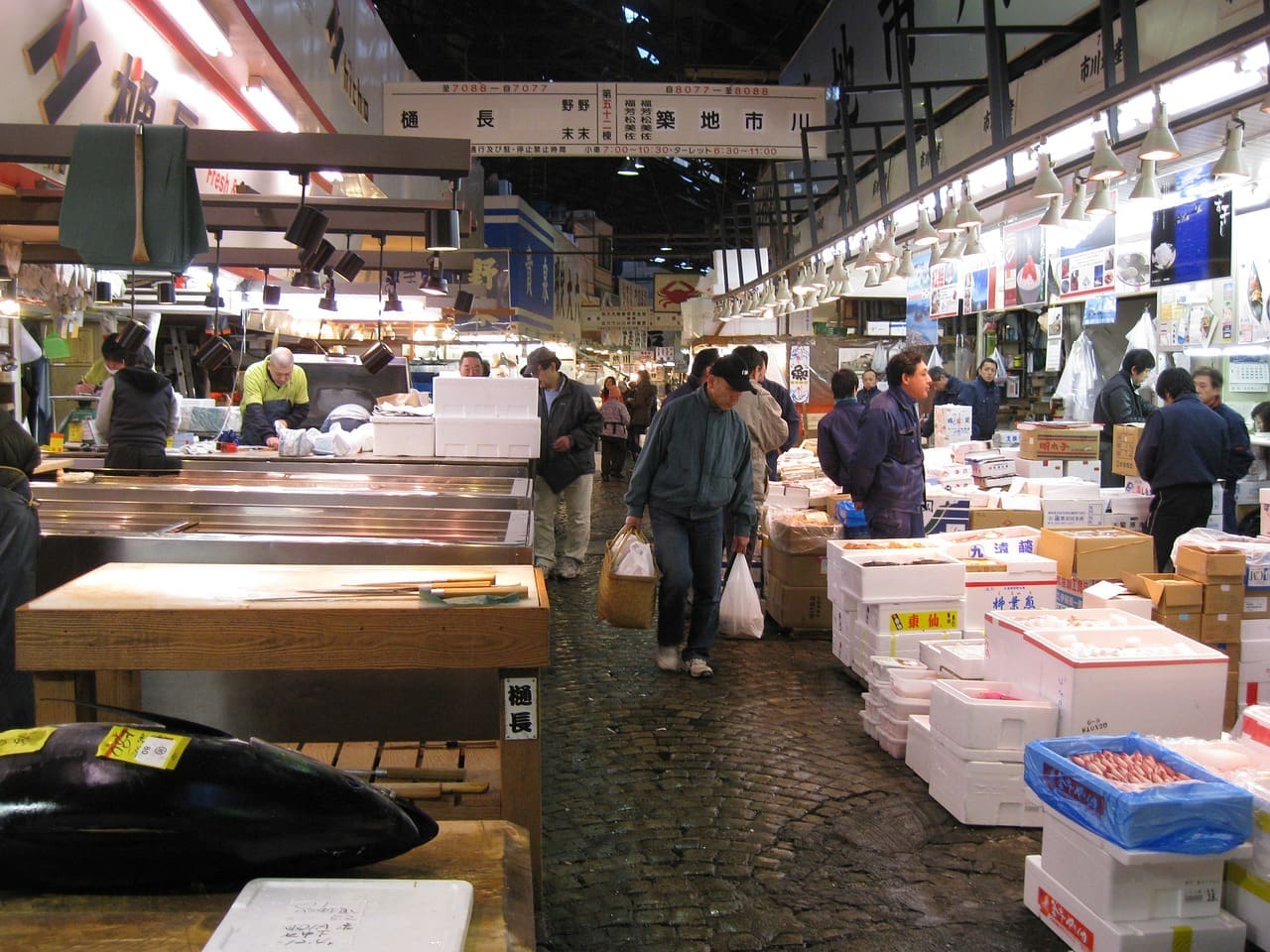 Tsukiji Outer Market in Tokyo.
