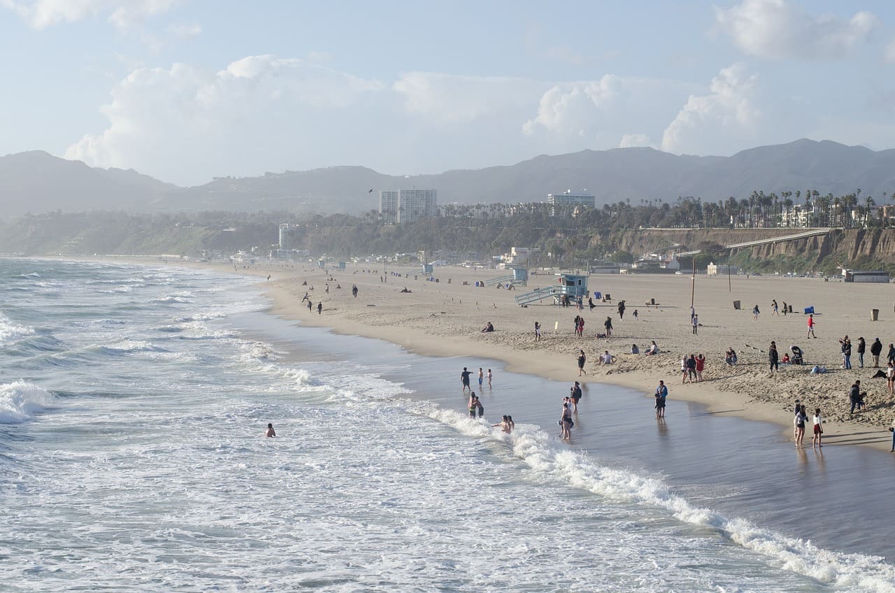 Santa Monica Beach State Park in Los Angeles, California.