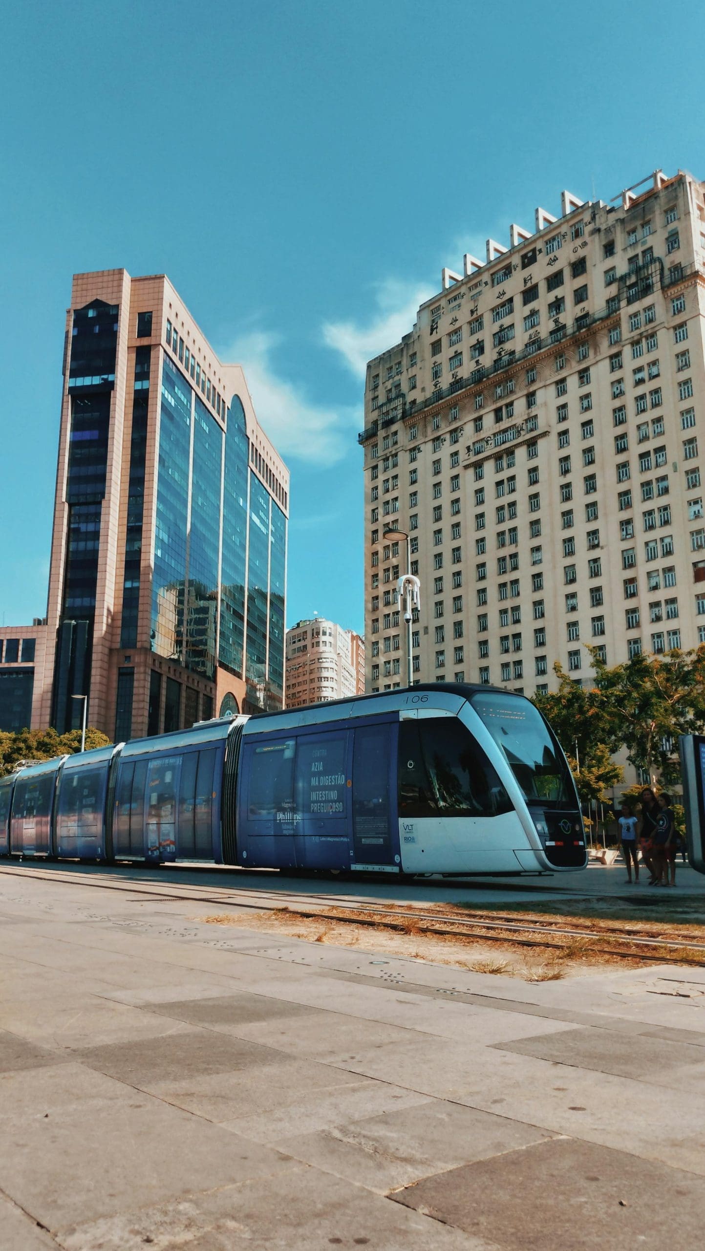 A tram train in Rio de Janeiro