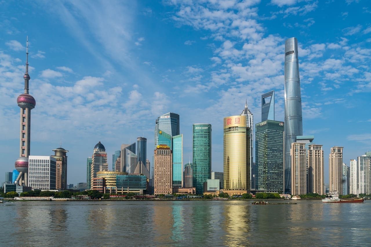 The skyline of Shanghai, China.