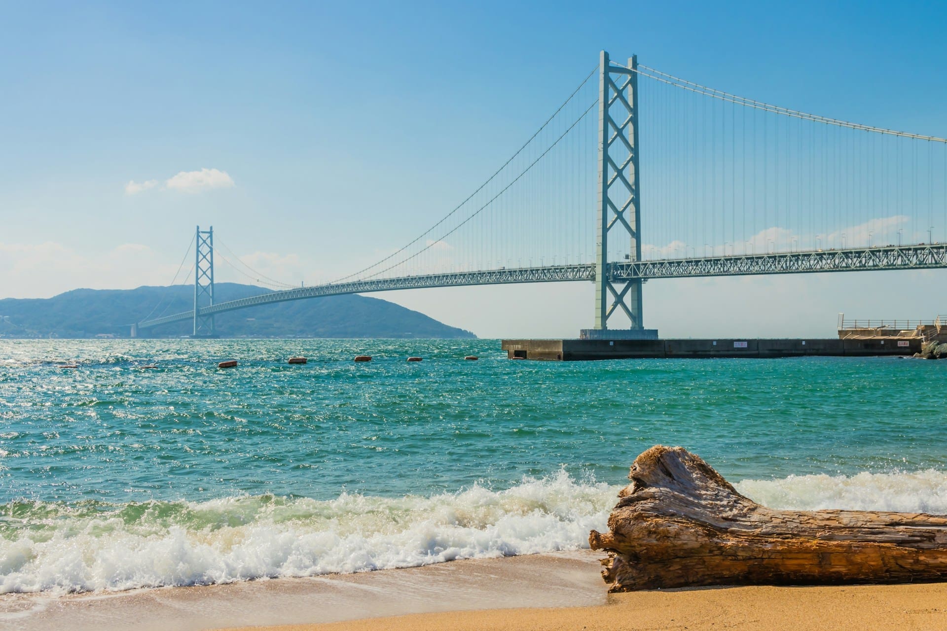 A photo of the Akashi Kaikyō Bridge in Japan.