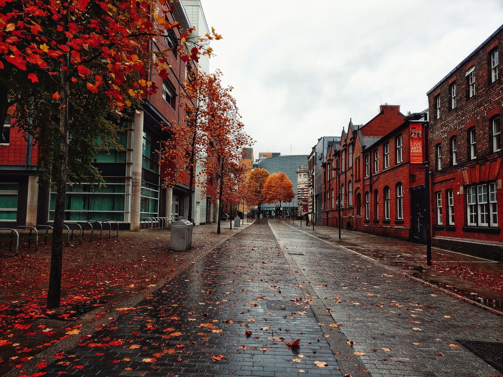 A street near the University of Manchester, in Manchester,UK.