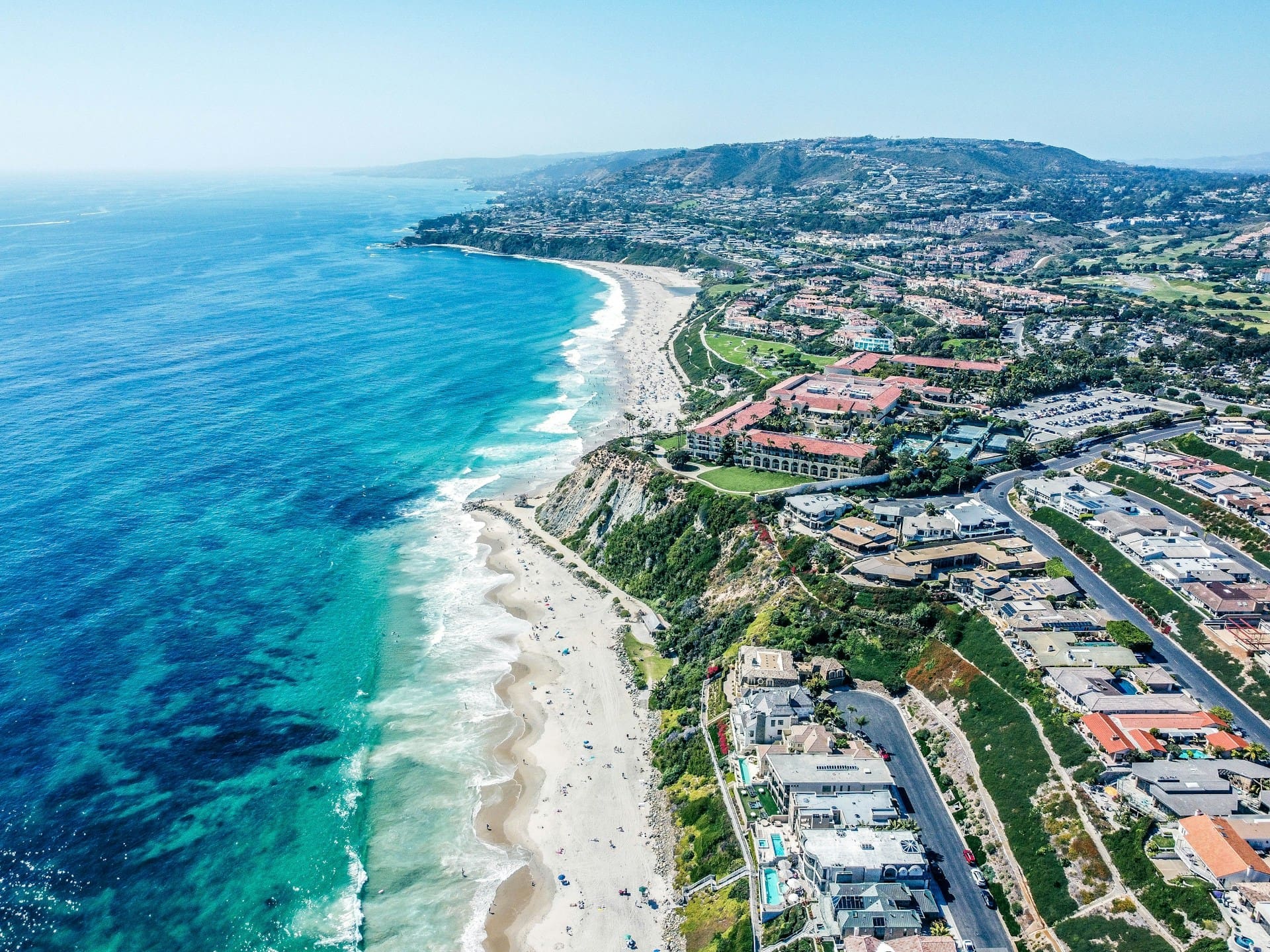 An overhead view of Orange County, CA taken near Dana Point.