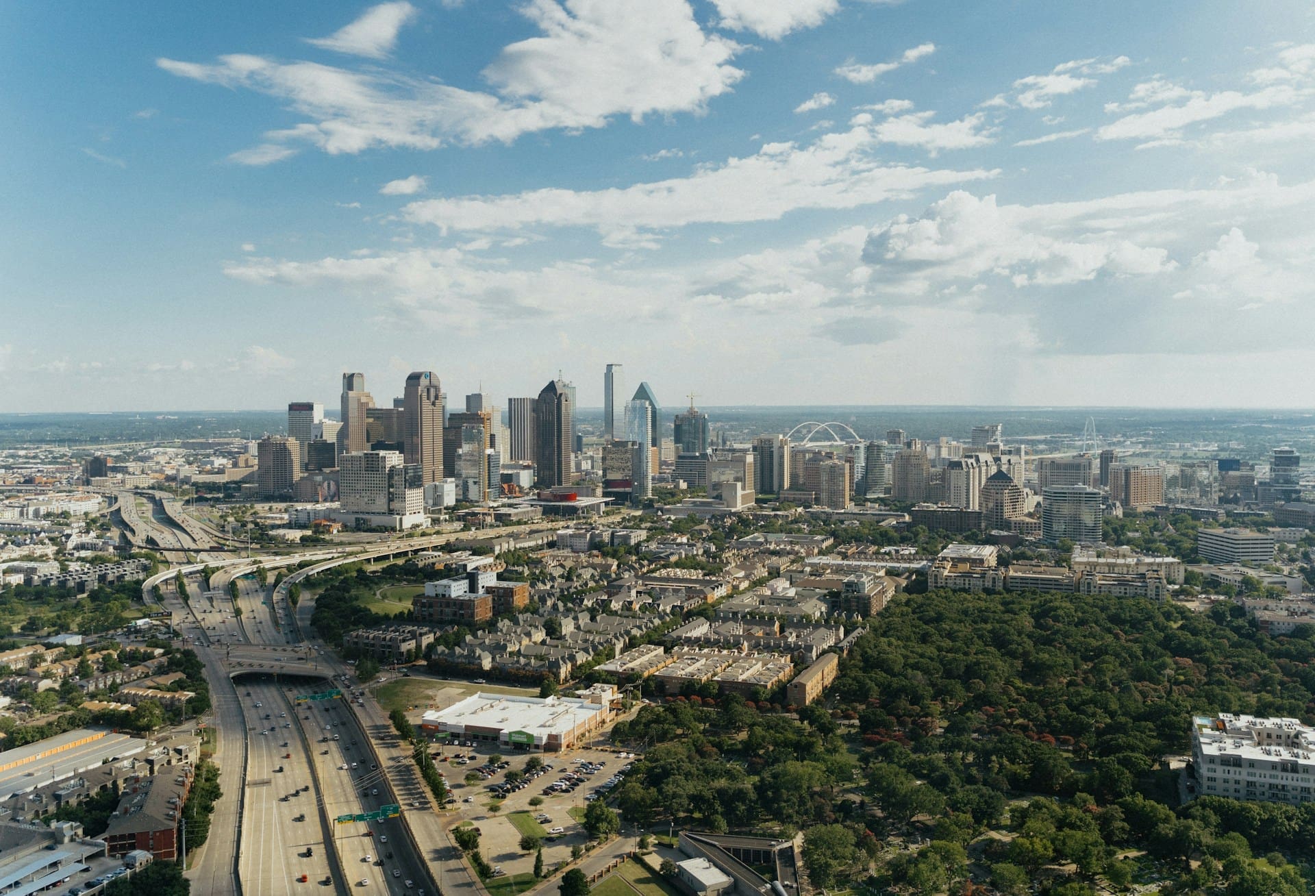 An overhead view of the Dallas area.