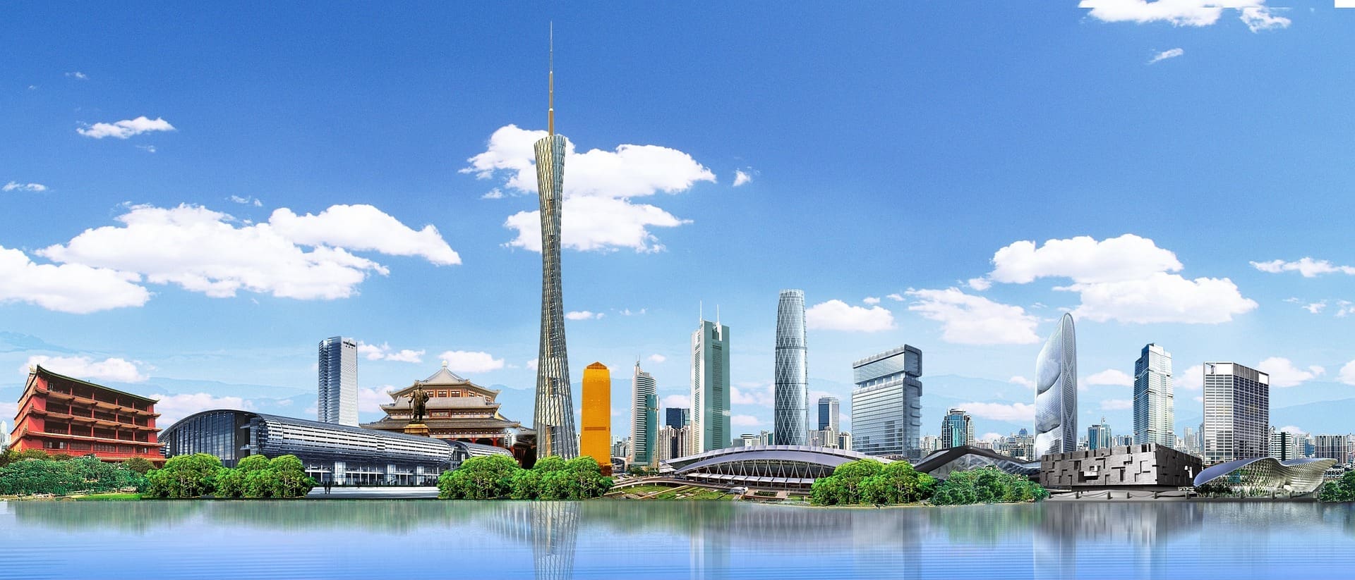 An image of the Guangzhou, China skyline.
