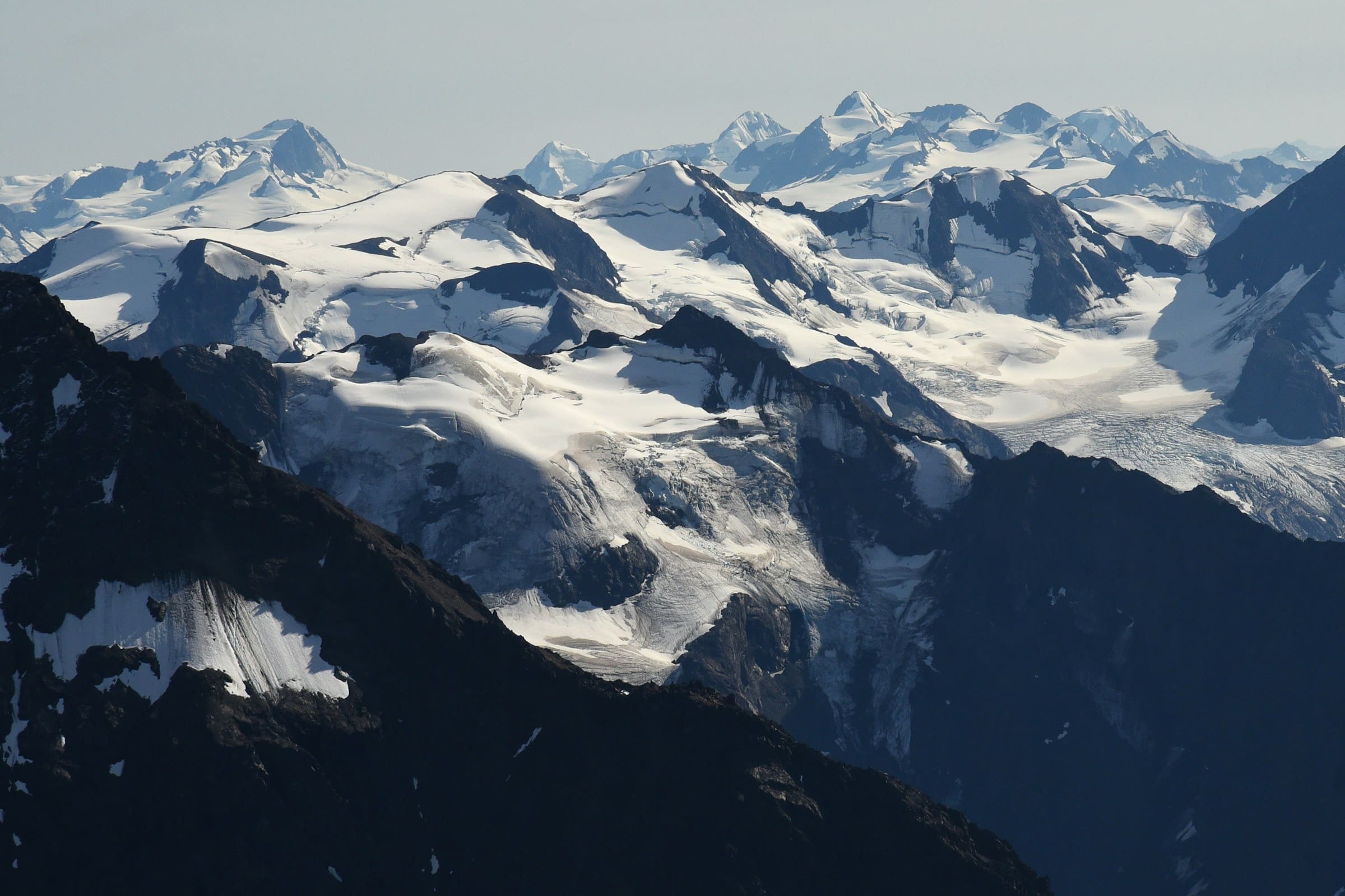 An overhead image of the Chugach Mountains.