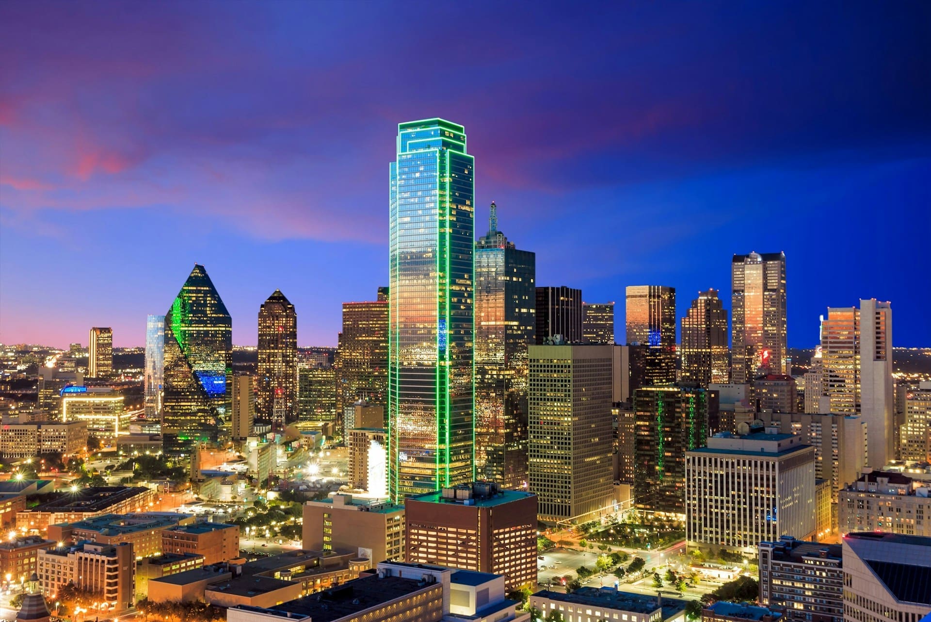 An image of Dallas at night.